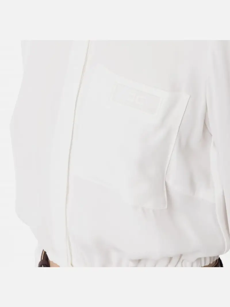 Elisabetta Franchi camicia bianca donna in misto viscosa crop mini logo sul petto miniatura 2