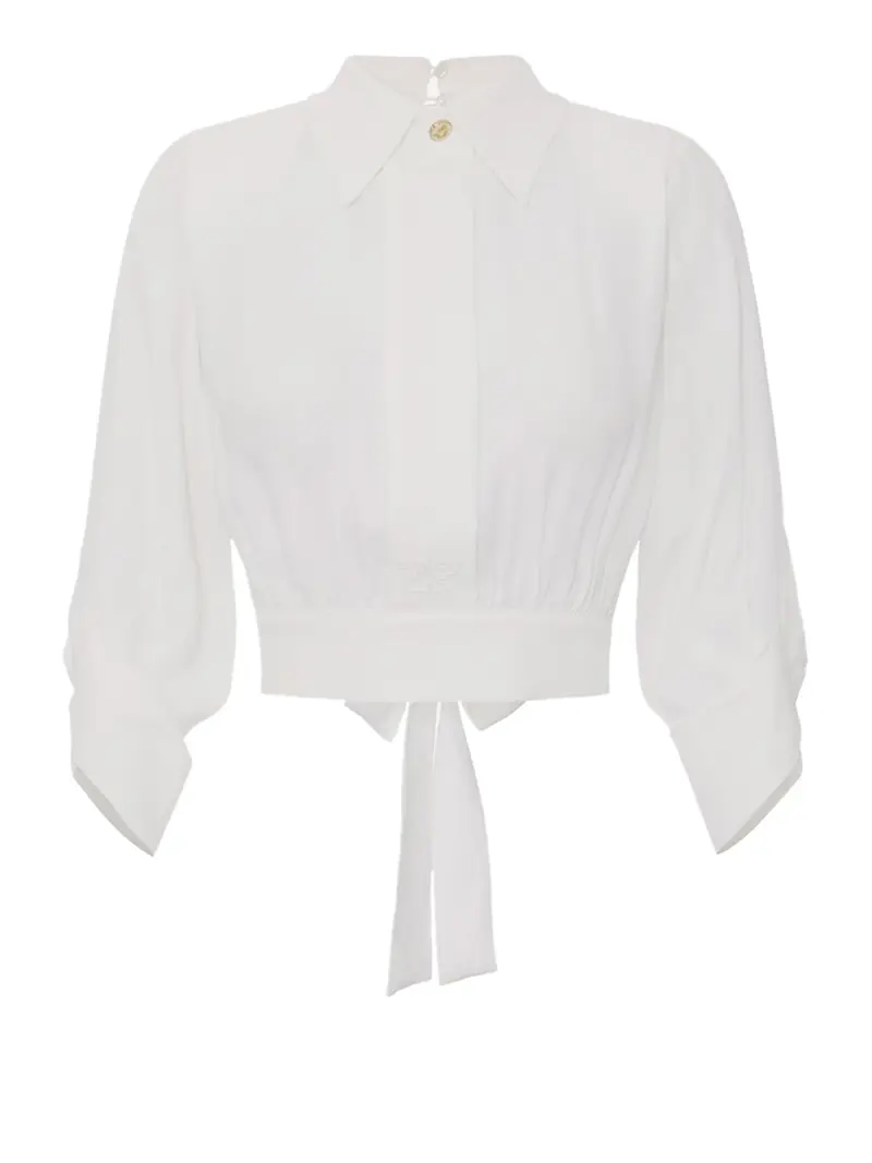 camicia crop elisabetta franchi da donna - avorio