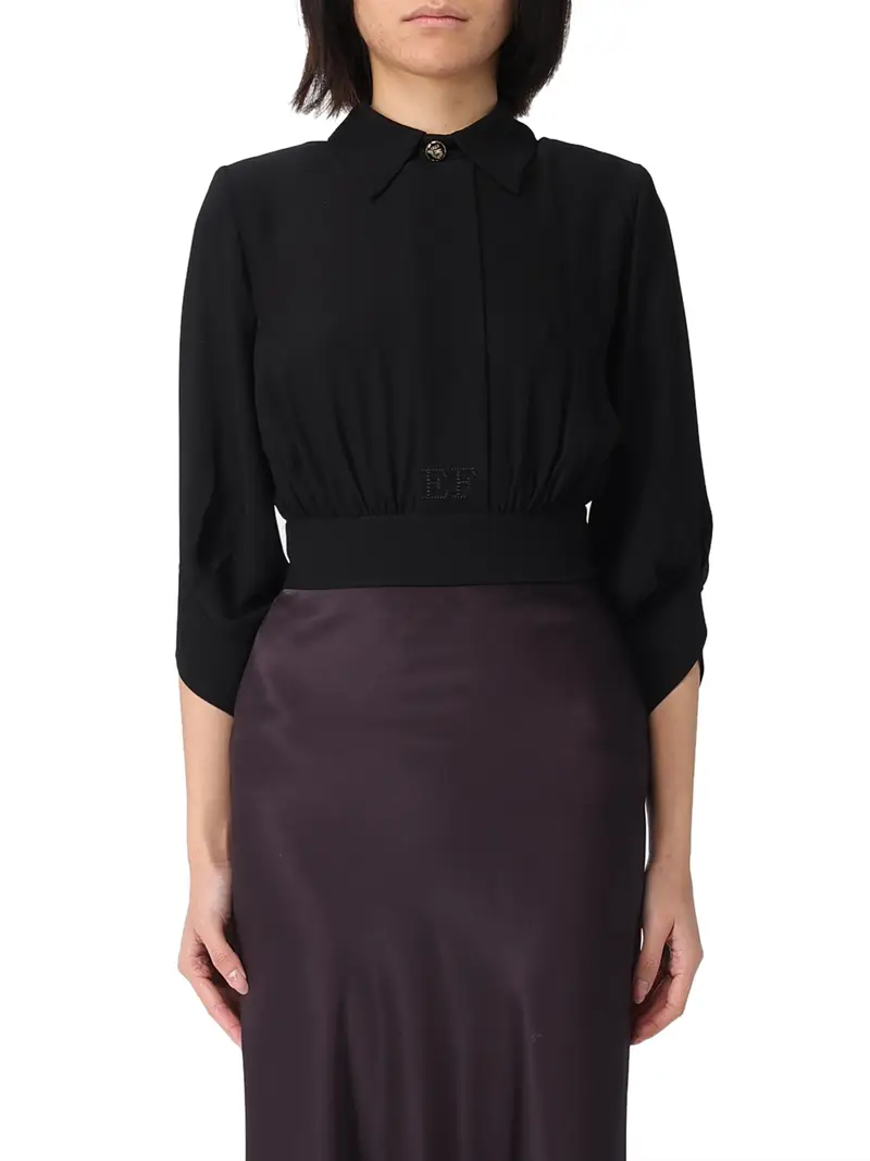camicia crop elisabetta franchi da donna - nero
