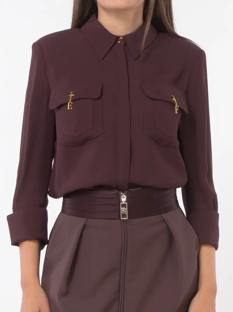camicia da donna Elisabetta Franchi in georgette con tasche Rosso