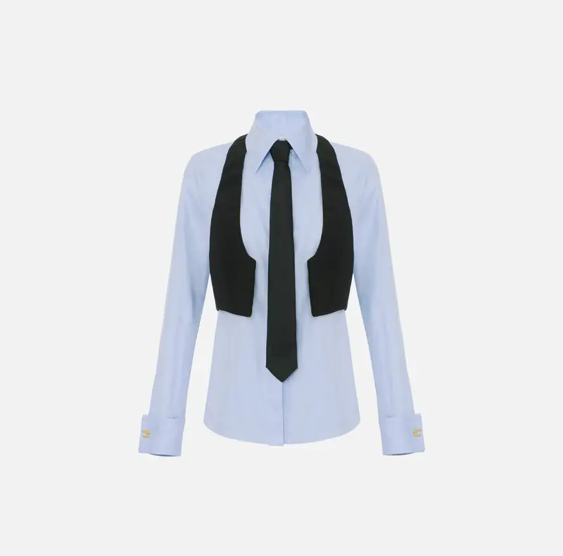 Camicia in cotone con cravatta e gilet