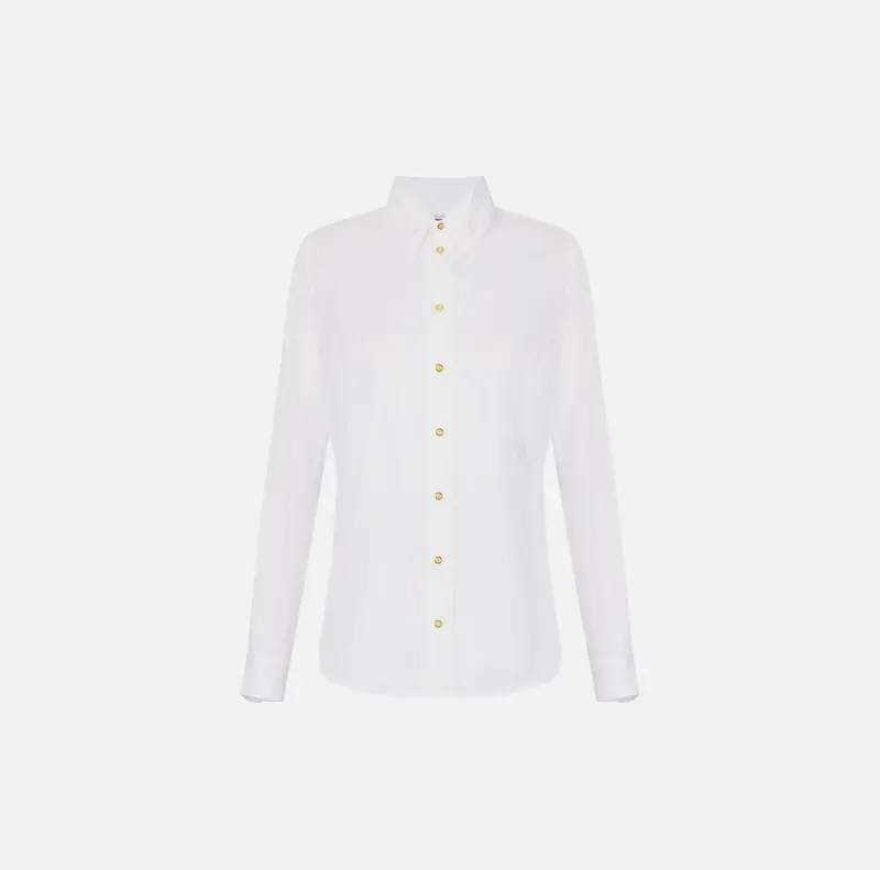 Camicia in cotone con doppio colletto e ricamo