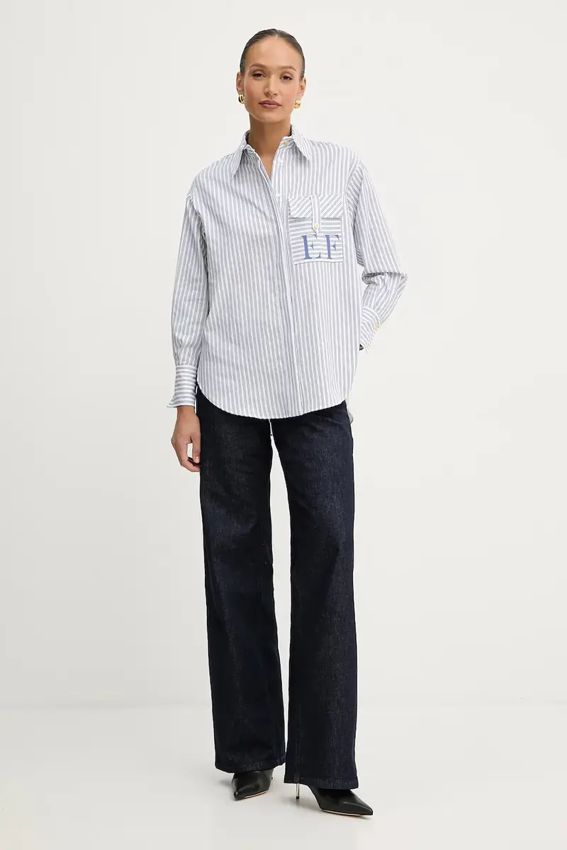 camicia in cotone donna colore blu CA11156E2 miniatura 2