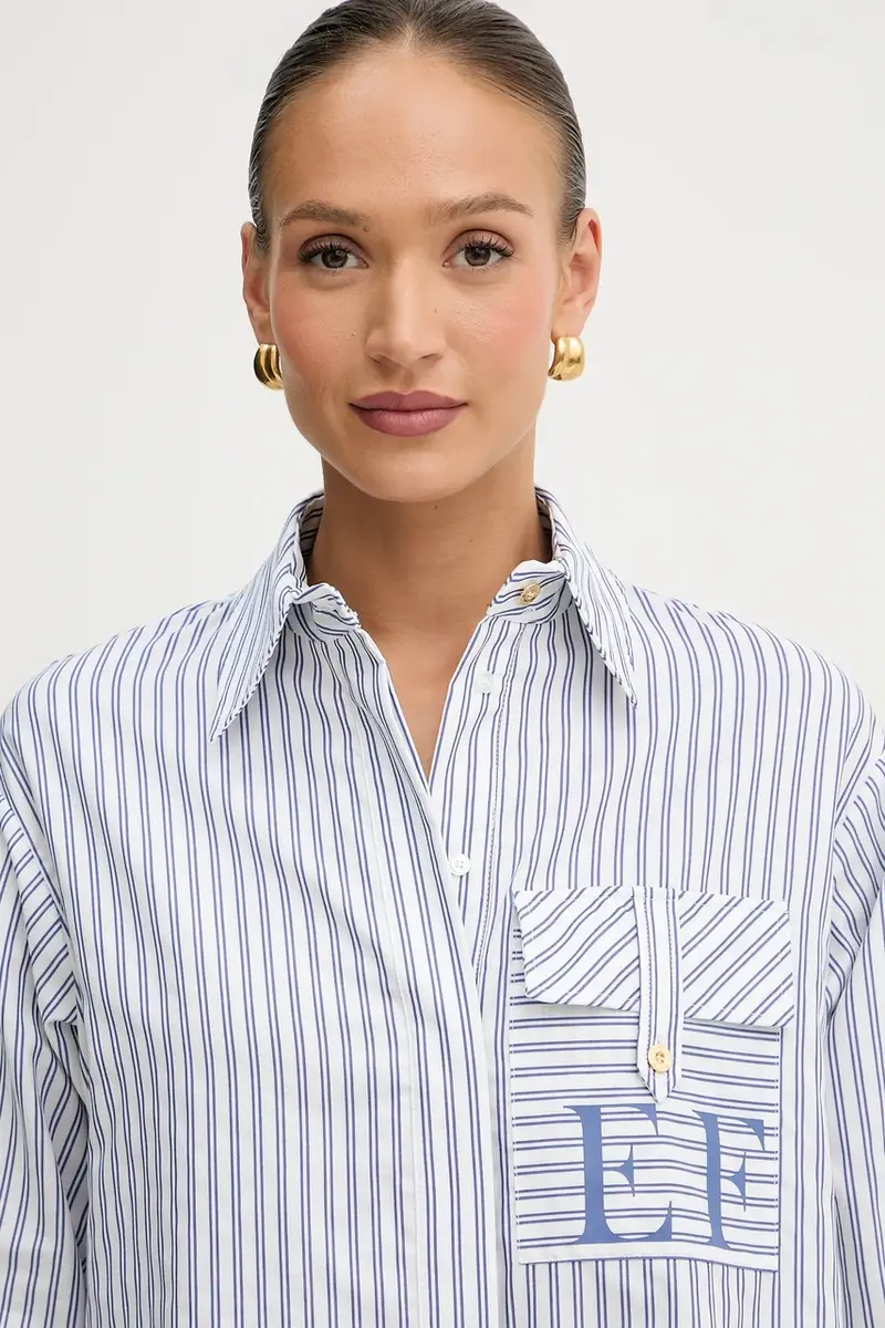 camicia in cotone donna colore blu CA11156E2 miniatura 4