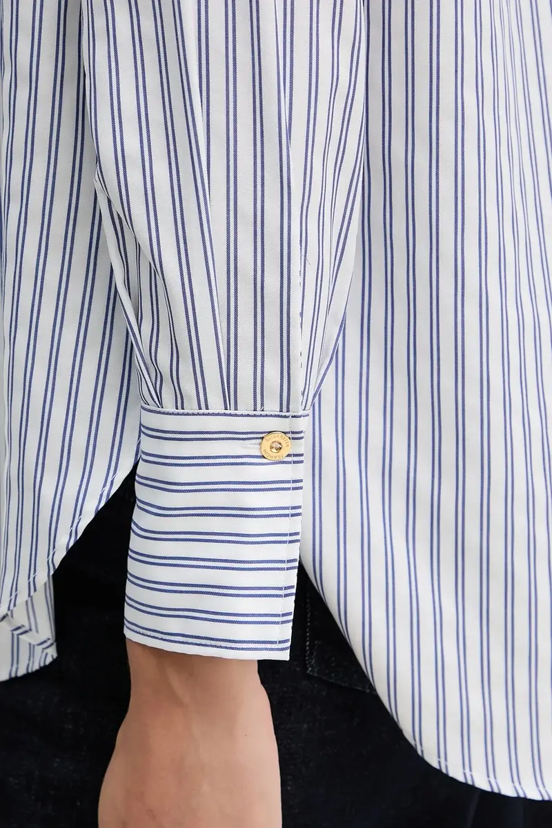 camicia in cotone donna colore blu CA11156E2 miniatura 5