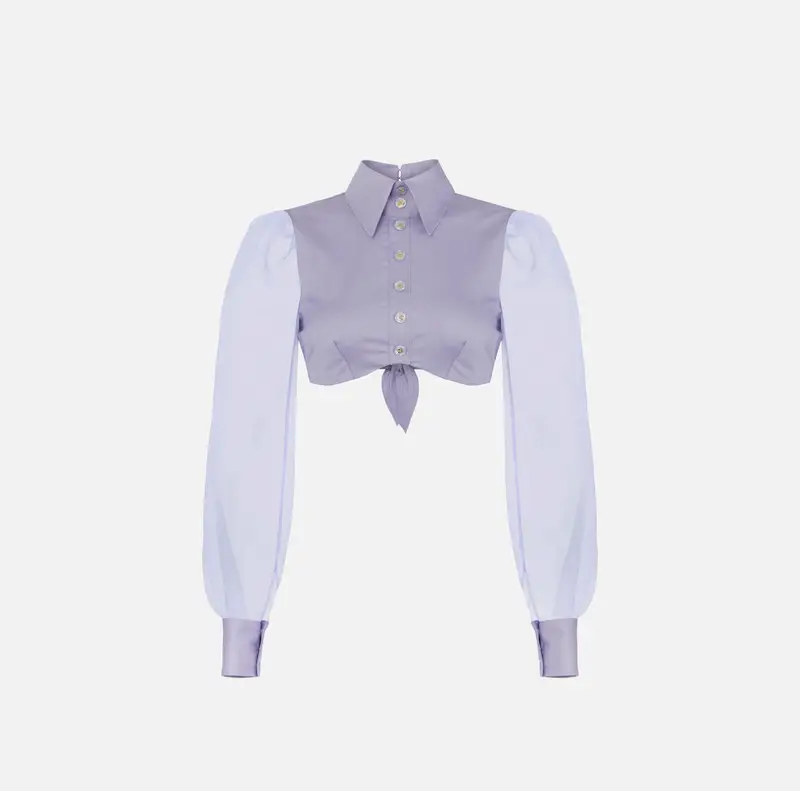 Camicia in cotone stretch e organza