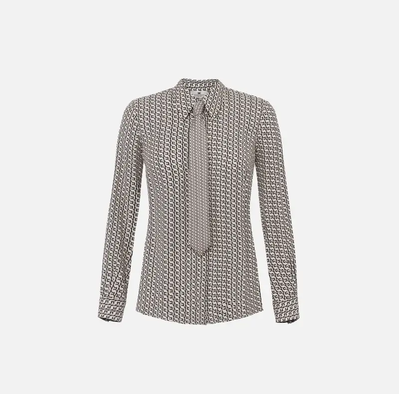 Camicia in georgette stampata con cravatta