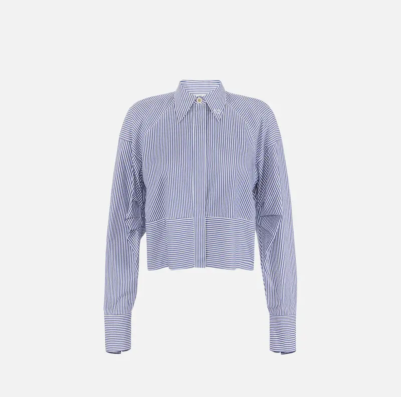 Camicia in popeline a righe con logo