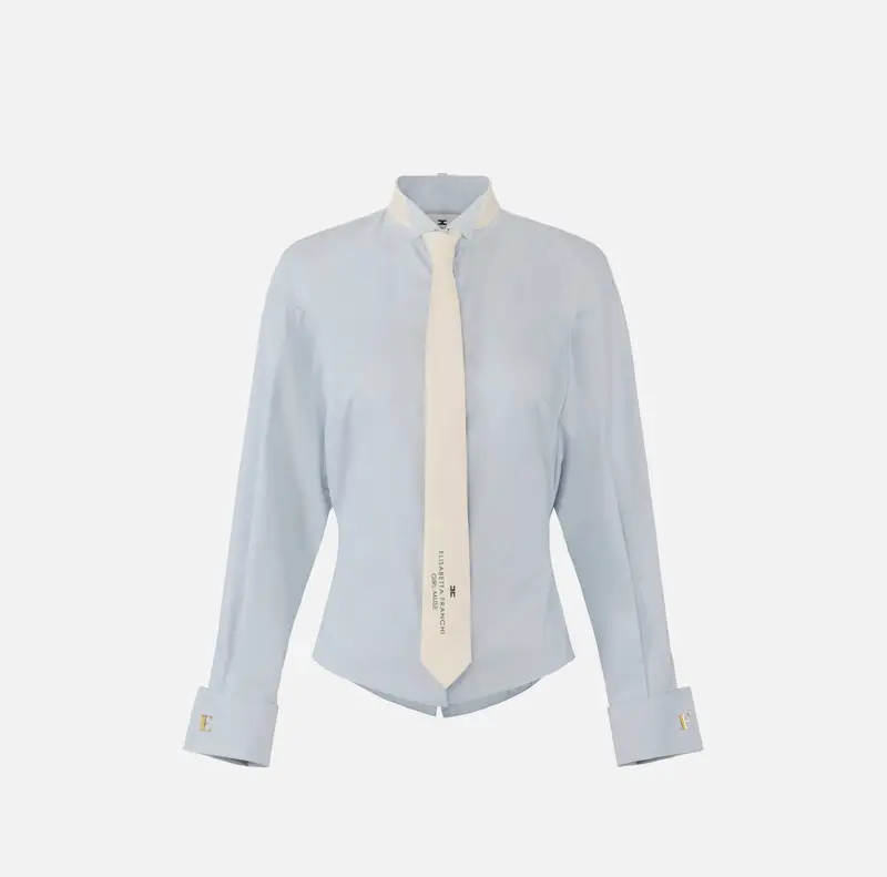 Camicia in popeline di cotone con cravatta