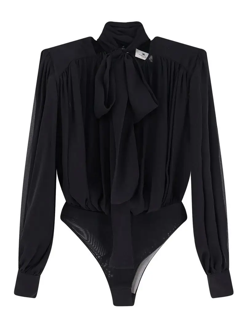 Camicia In Seta Con Dettaglio Body Nero