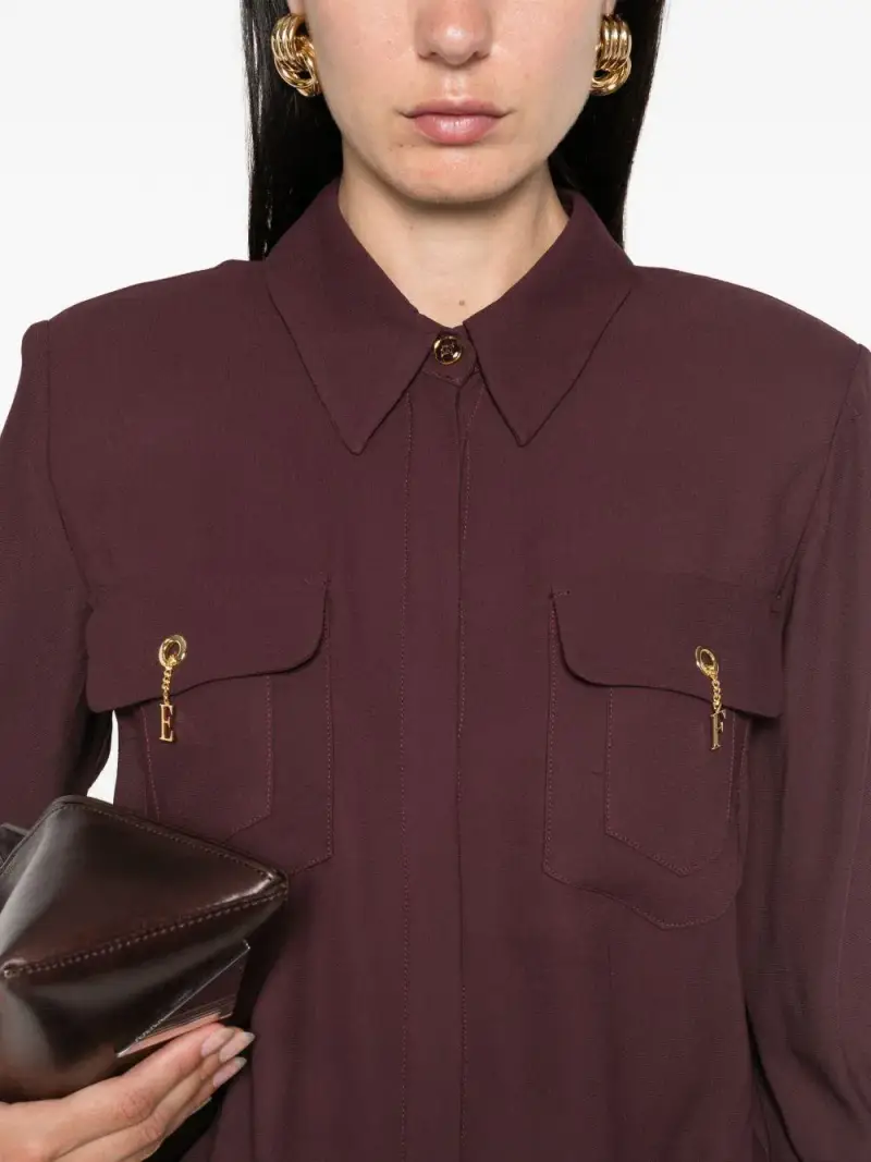 Camicia Maniche Lunghe con Dettagli Ciondolo Merlot miniatura 2