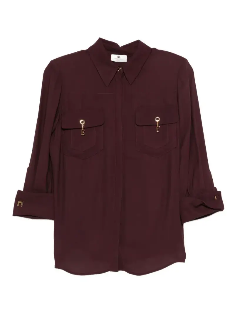 Camicia Maniche Lunghe con Dettagli Ciondolo Merlot