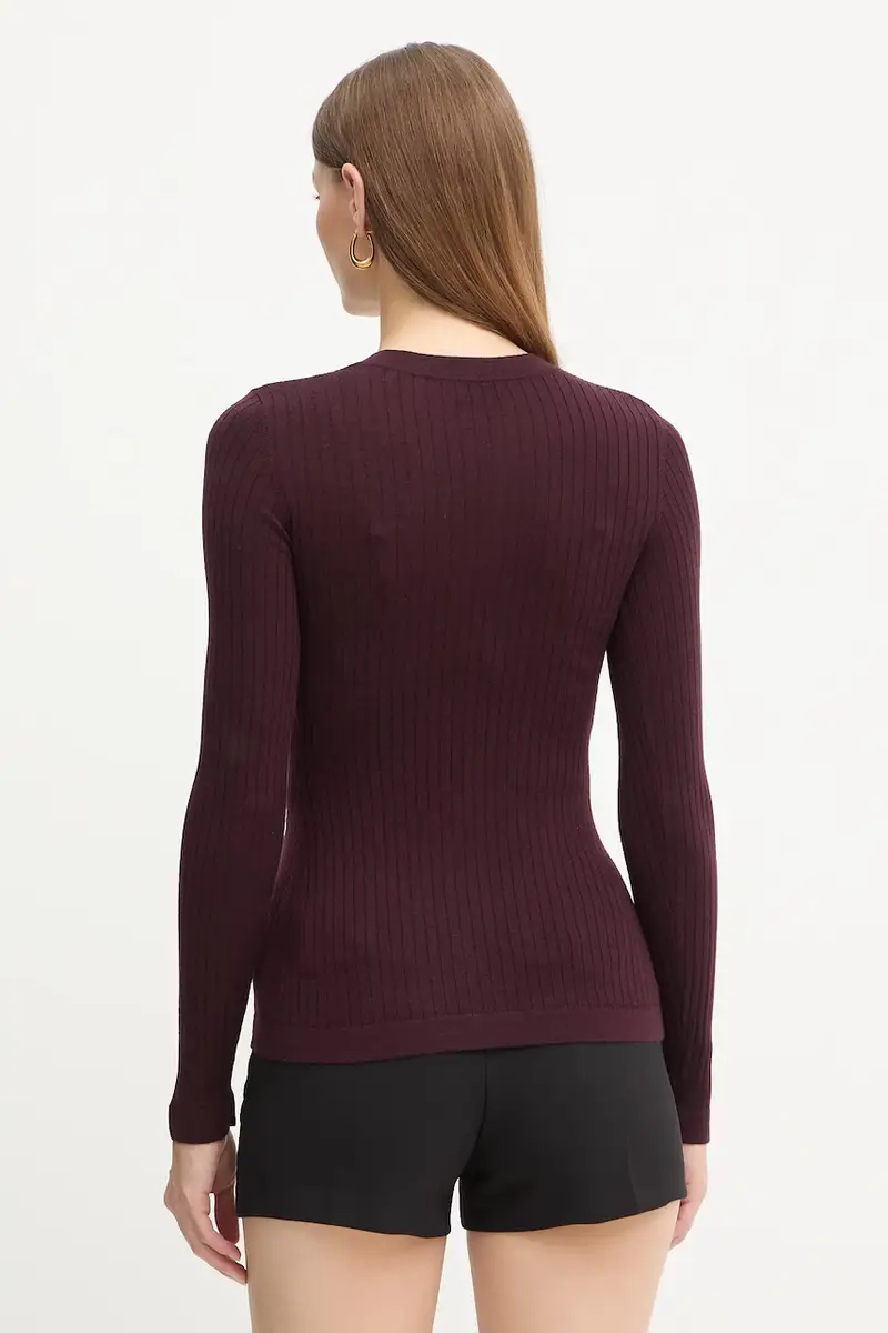 cardigan con lana colore granata MK33S57E2 miniatura 3