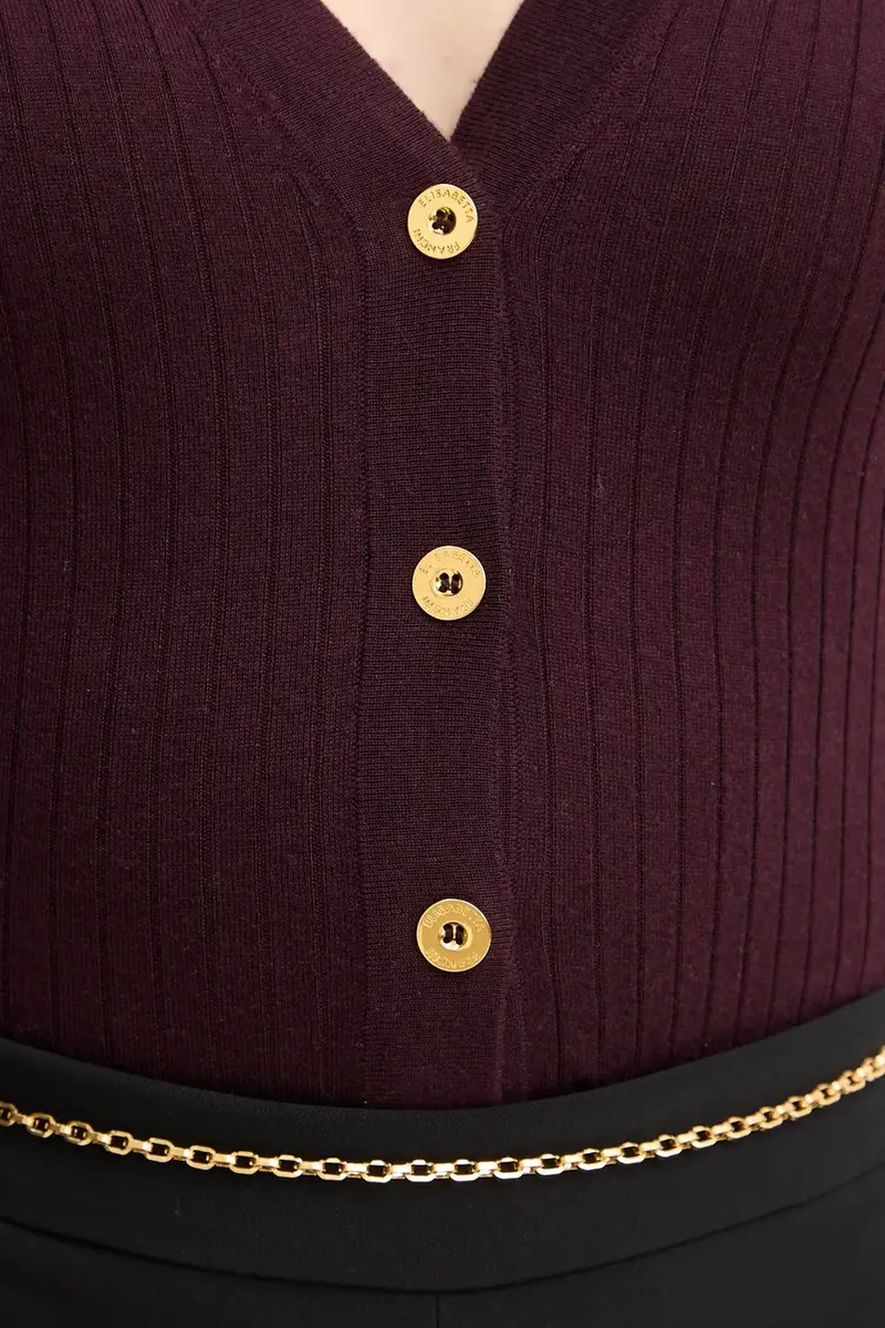 cardigan con lana colore granata MK33S57E2 miniatura 5