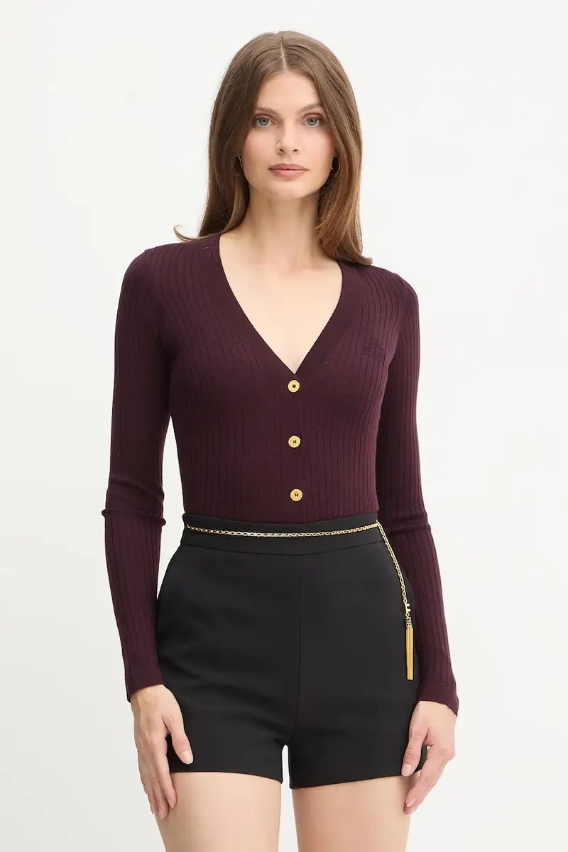 cardigan con lana colore granata MK33S57E2