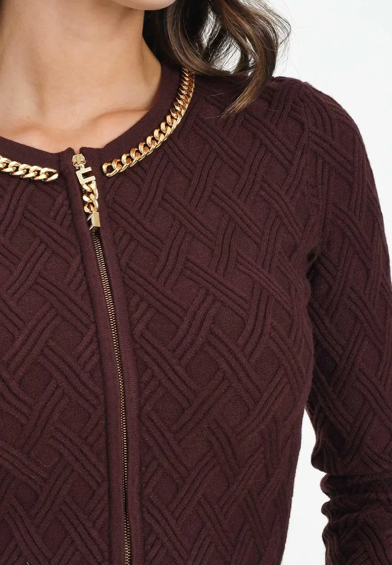 ELISABETTA FRANCHI Cardigan Donna Bordeaux 1144415 miniatura 2