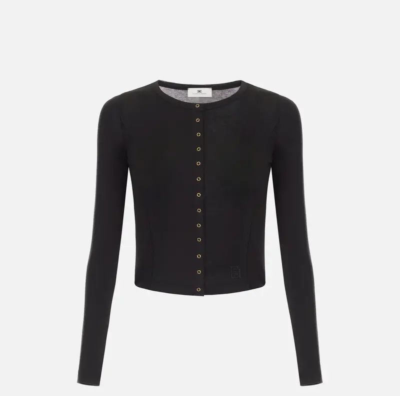 Cardigan in jersey leggero con logo ricamato