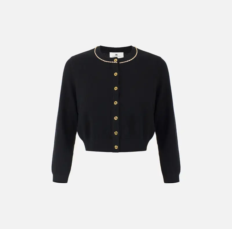 Cardigan in lana e cachemire con strass