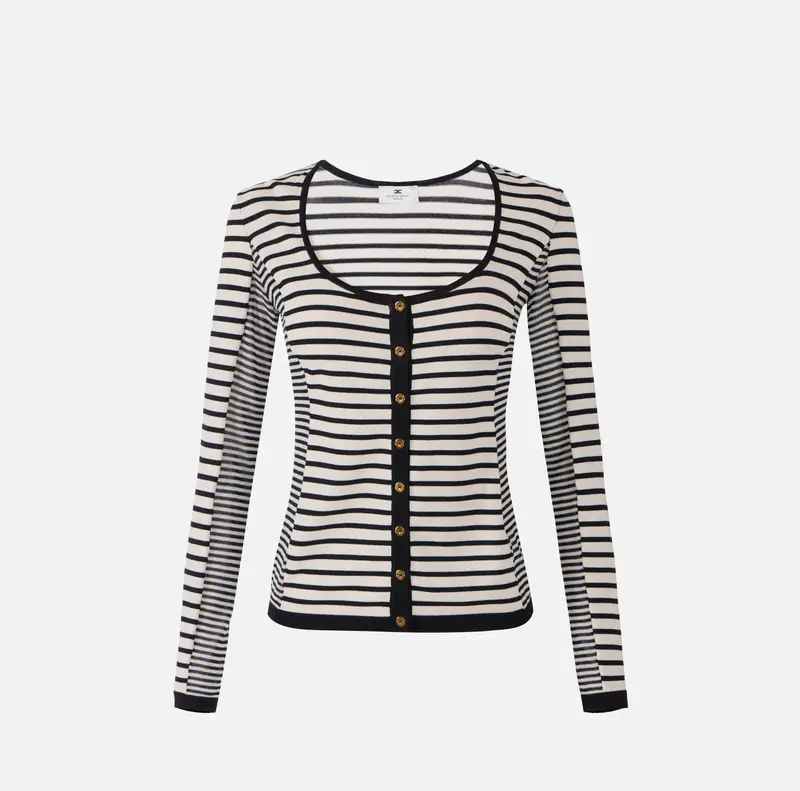 Cardigan in maglia con mix di righe