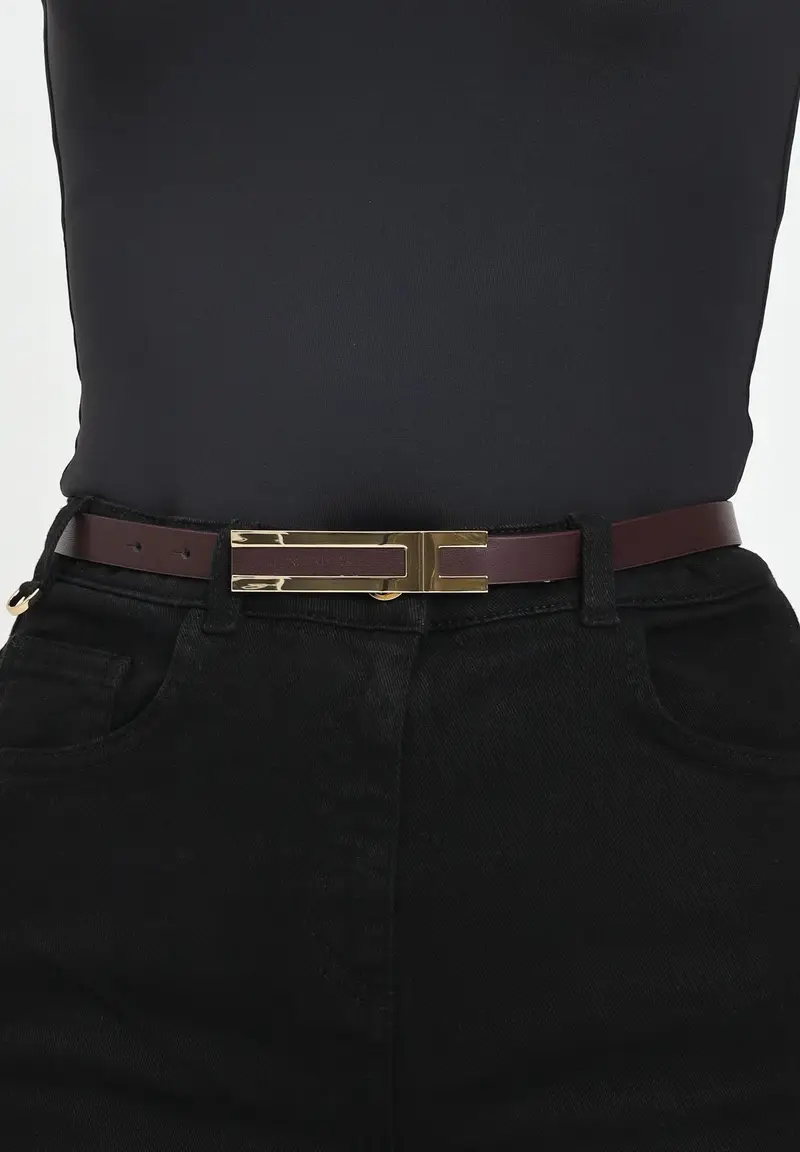 ELISABETTA FRANCHI Cintura bordeaux da donna miniatura 2