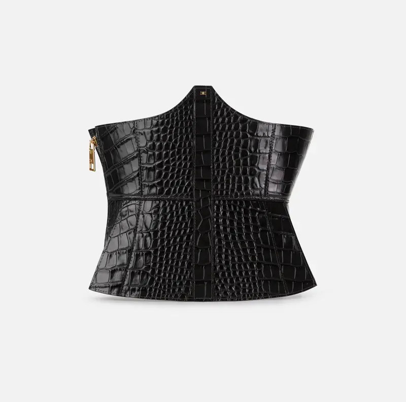 Cintura bustier in pelle con stampa cocco