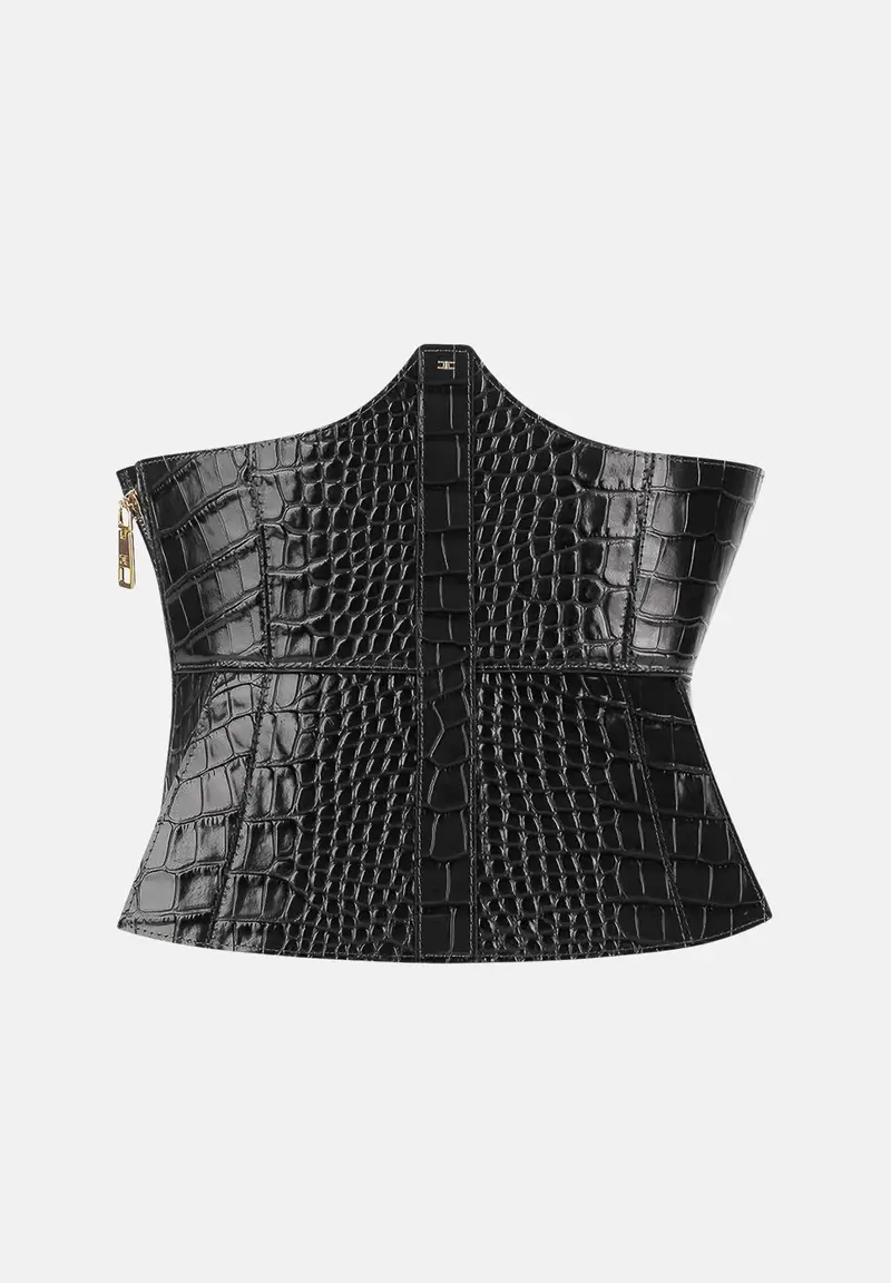 Cintura bustier nera da donna con stampa cocco