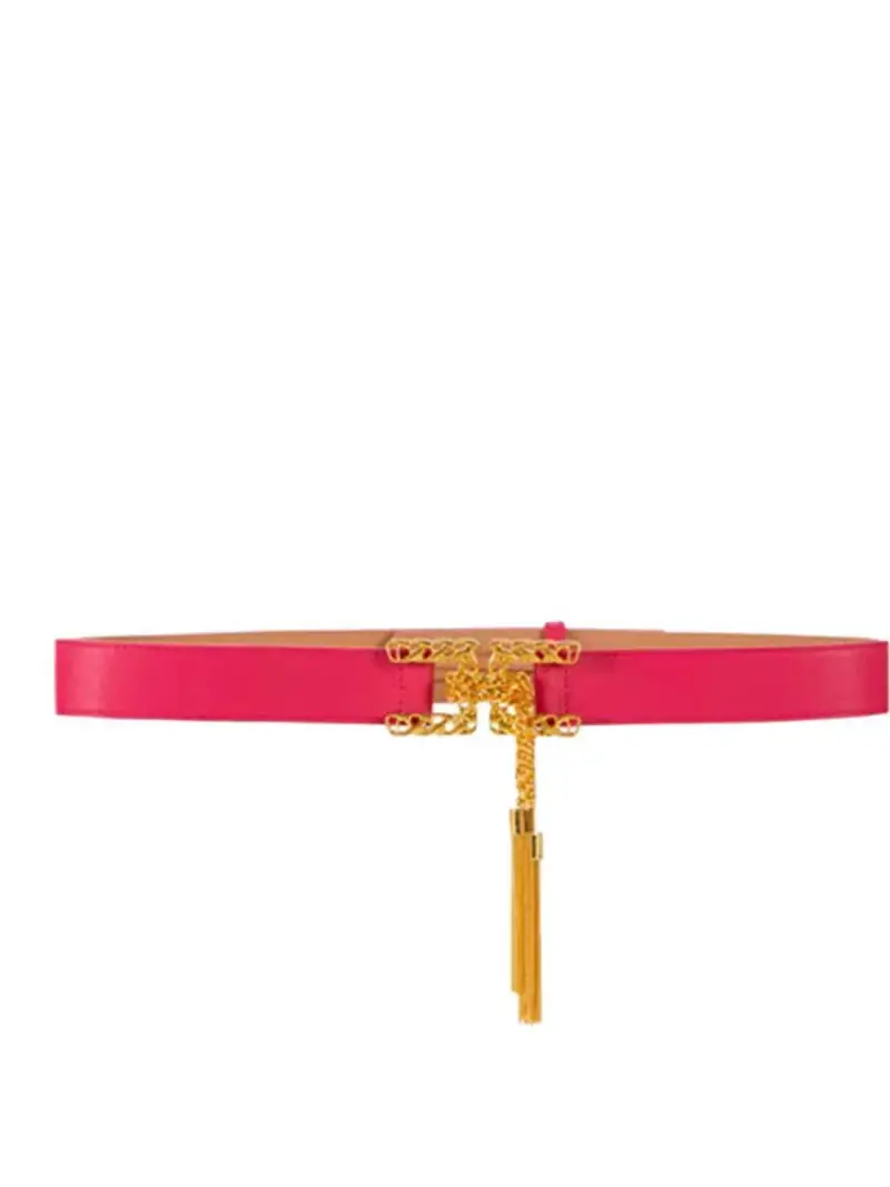 Cintura fucsia fibbia logata con ciondolo miniatura 2