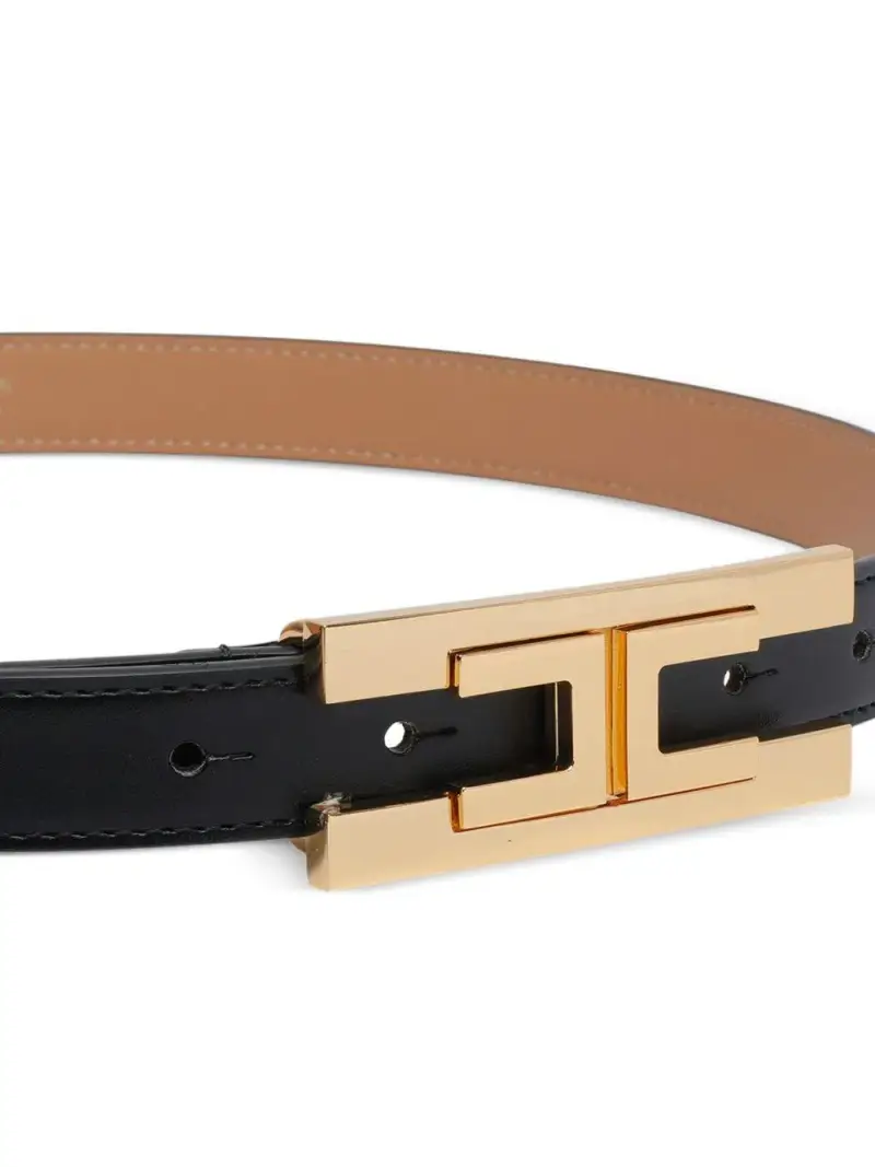 Cintura Nera con Fibbia Rettangolare Oro Nero miniatura 2