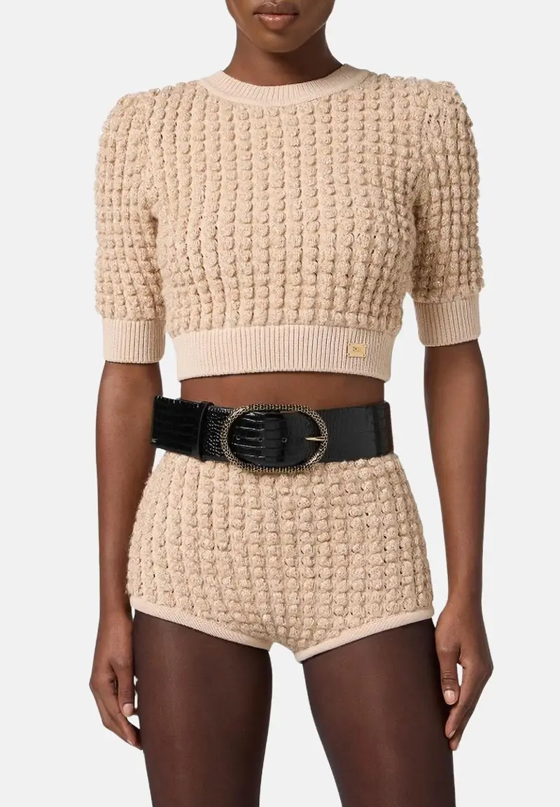 ELISABETTA FRANCHI Cintura nera da donna a vita alta miniatura 2