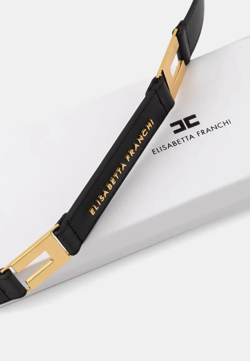 Cintura nera da donna con logo miniatura 3