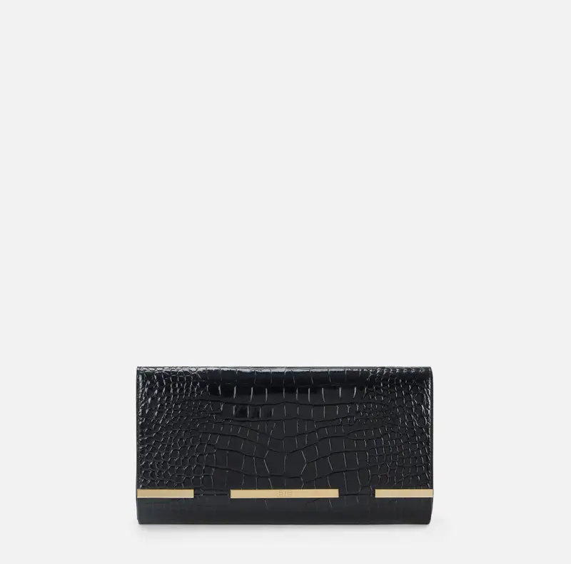 Clutch in pelle con stampa cocco