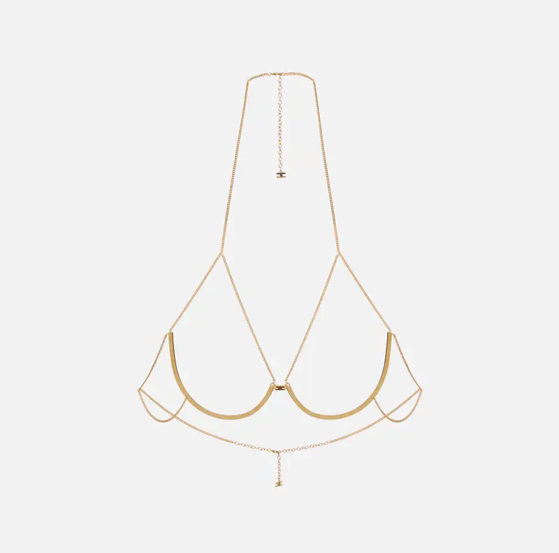 Collana bodychain in metallo dorato