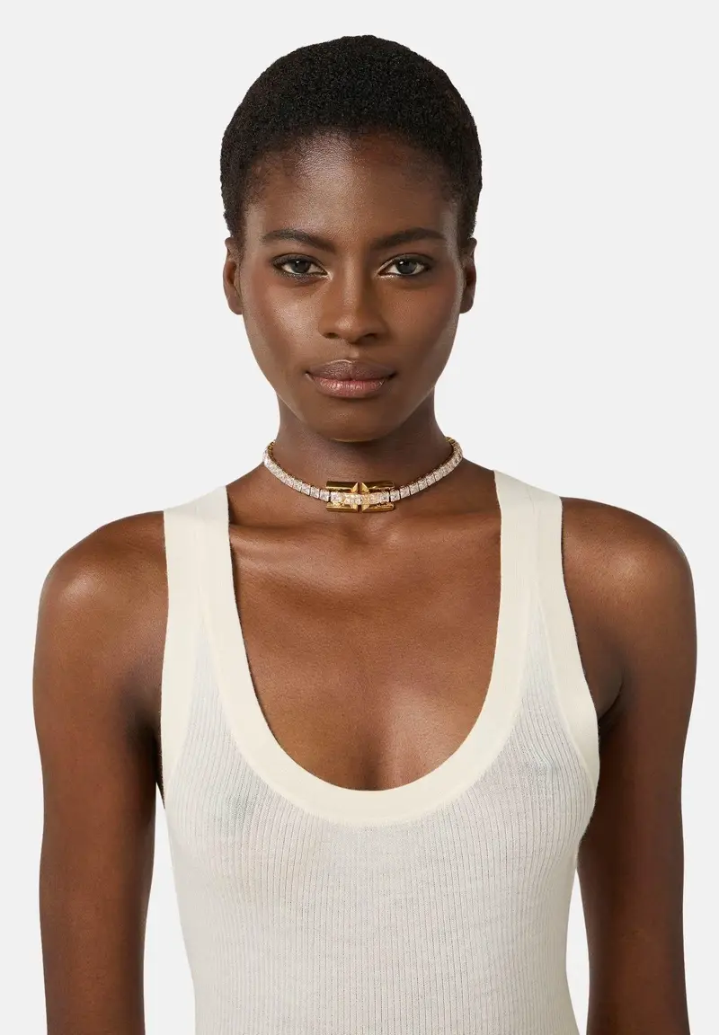 Collana oro da donna in strass con logo miniatura 2