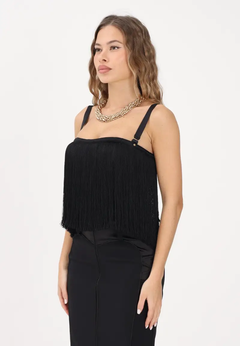 Corpetto nero da donna con frange