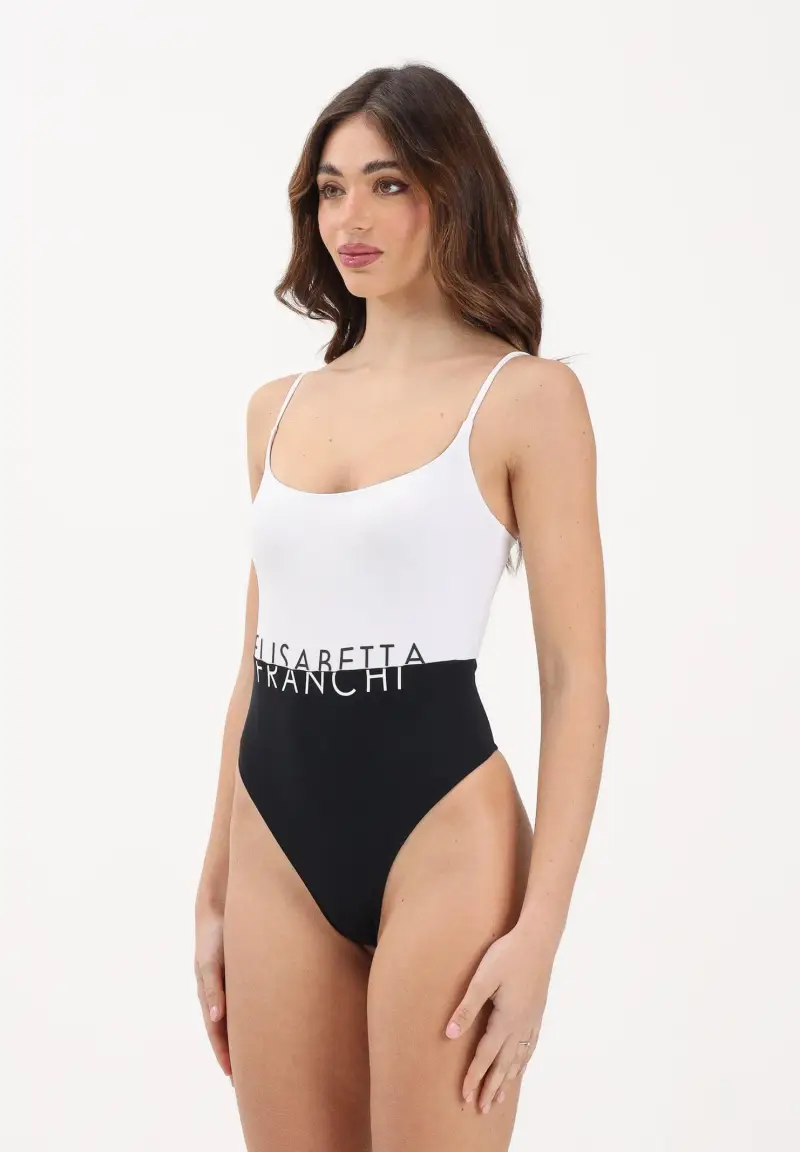 Costume intero bianco e nero da donna con logo