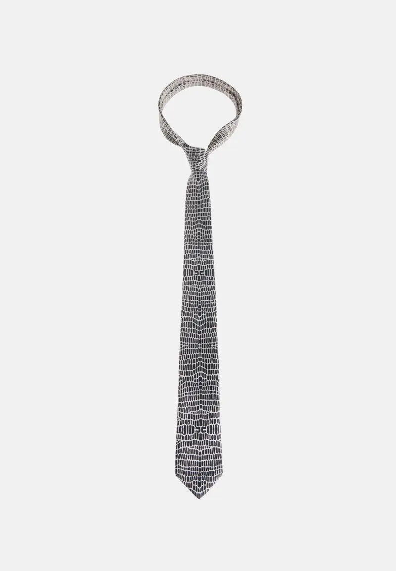 ELISABETTA FRANCHI Cravatta nera e panna da donna con stampa snake