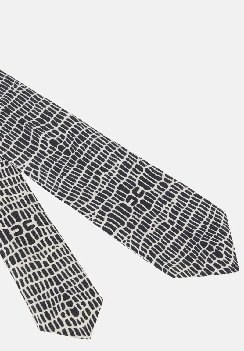 ELISABETTA FRANCHI Cravatta nera e panna da donna con stampa snake miniatura 2