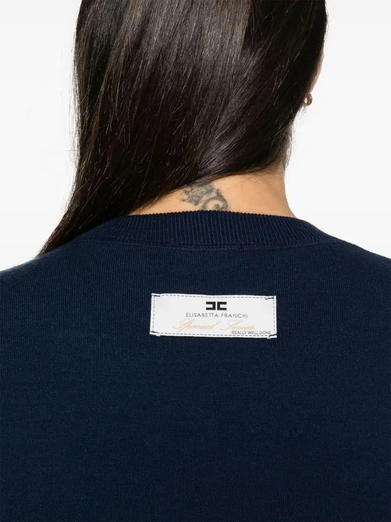 Felpa cropped blu logo monogram ricamo Blu navy miniatura 2