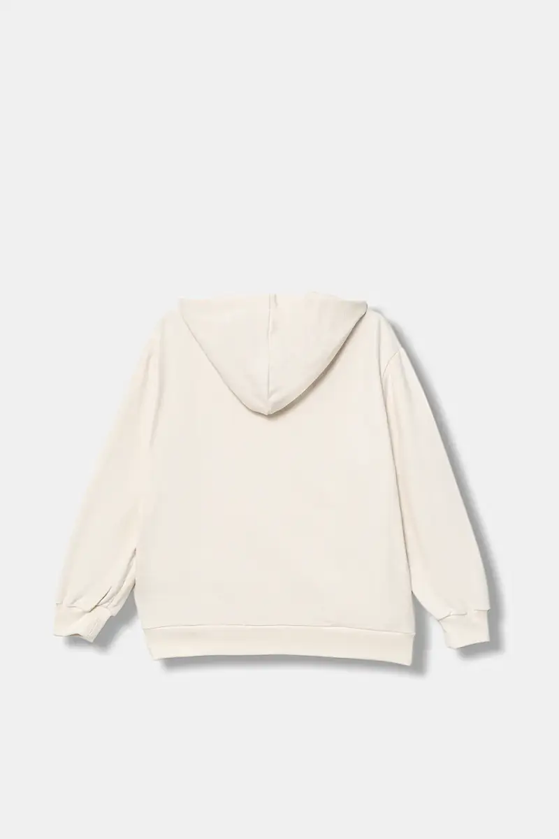 felpa in cotone bambino/a colore beige con cappuccio con applicazione EFFE156.0.FF002 miniatura 2