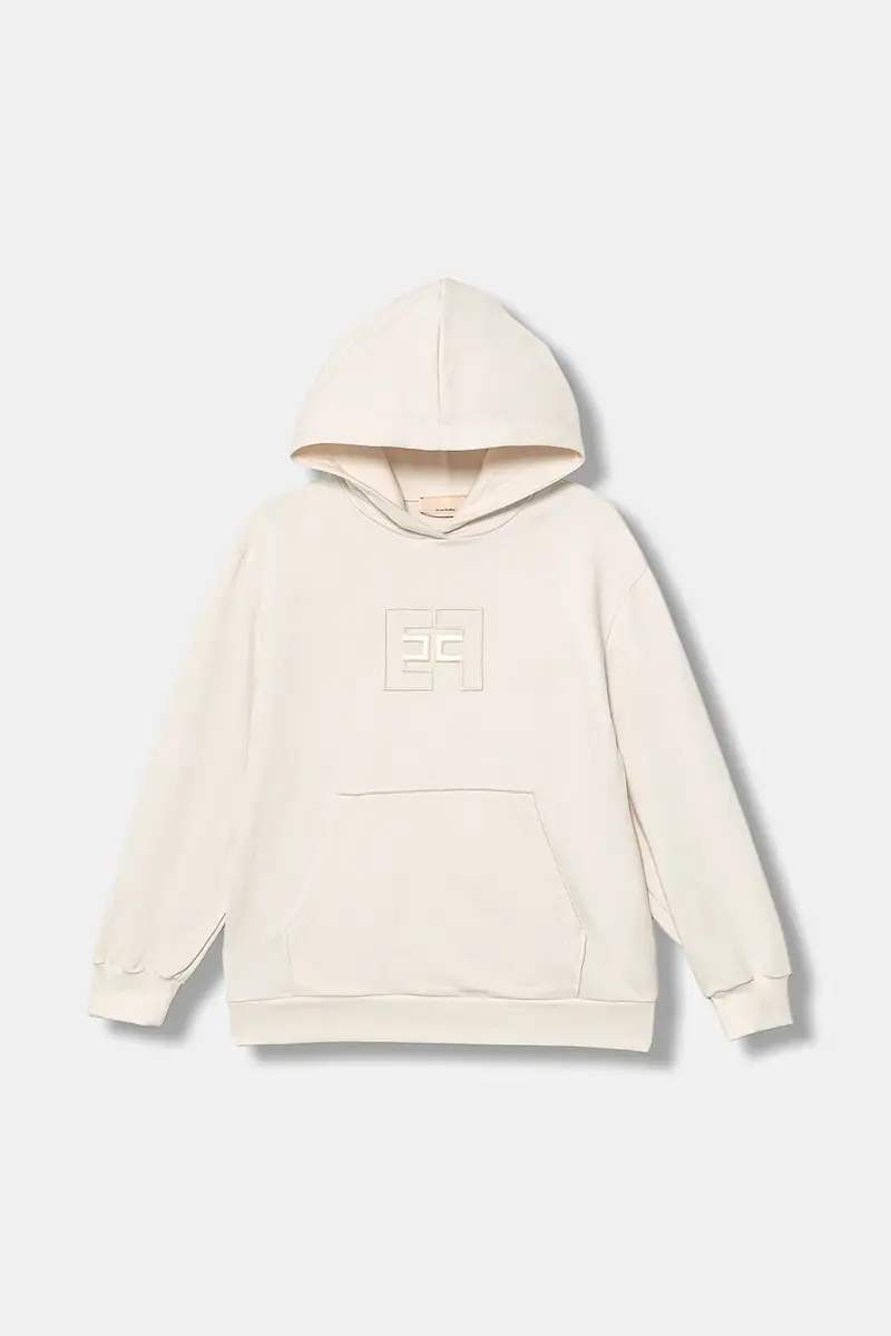 felpa in cotone bambino/a colore beige con cappuccio con applicazione EFFE156.0.FF002