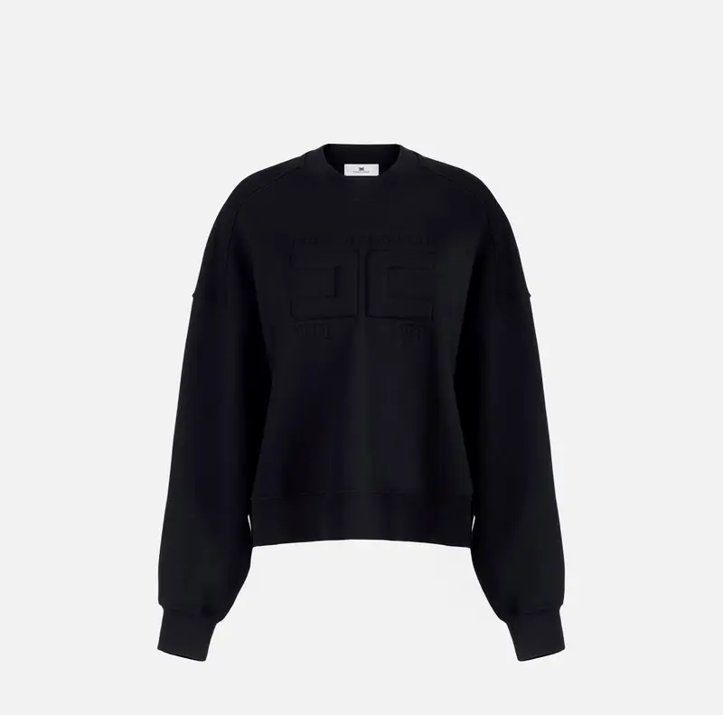 Felpa in cotone con logo embossed