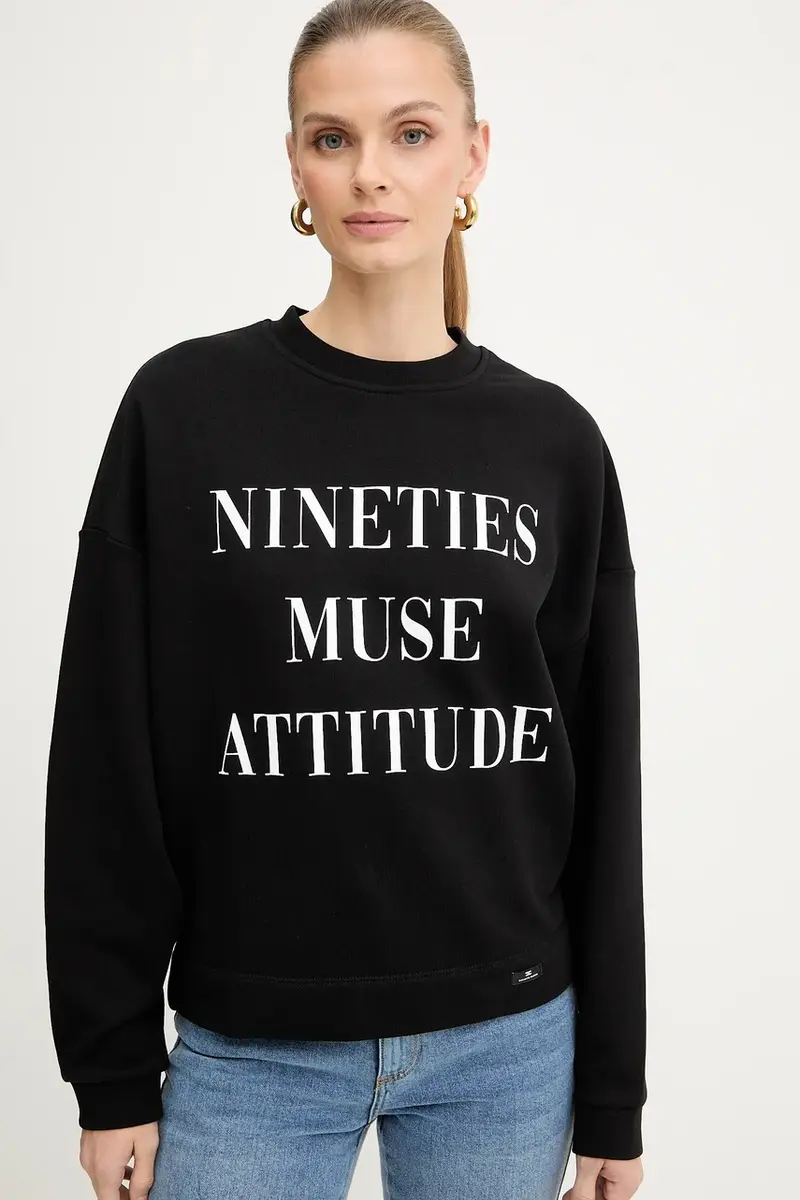 felpa in cotone donna colore nero MD01D56E2 miniatura 4