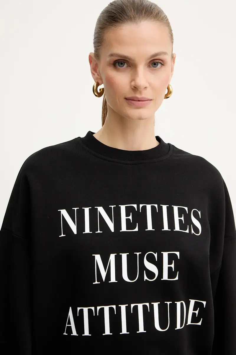 felpa in cotone donna colore nero MD01D56E2 miniatura 5