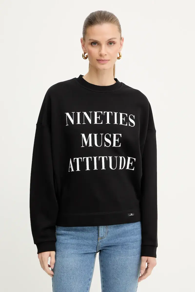 felpa in cotone donna colore nero MD01D56E2