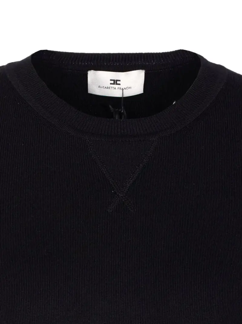 Felpa Nera Girocollo con Maniche Lunghe Nero miniatura 2