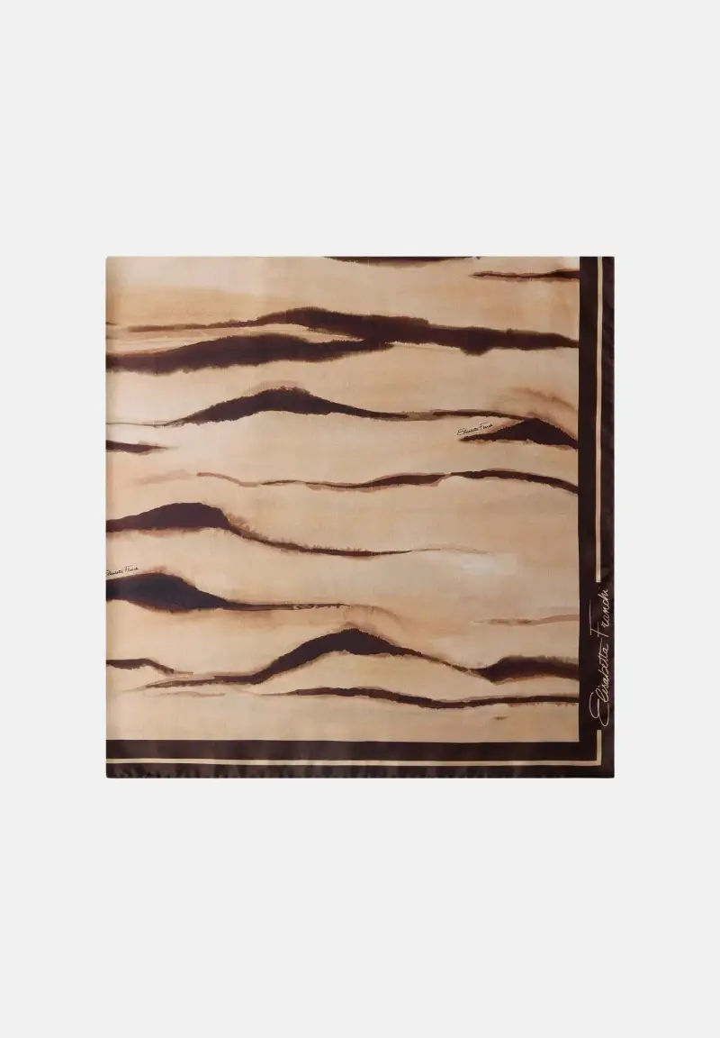 Foulard beige e marrone da donna con stampa tigre