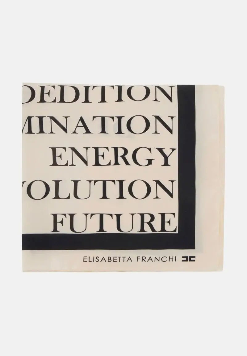 Foulard burro e nero da donna con stampa lettering