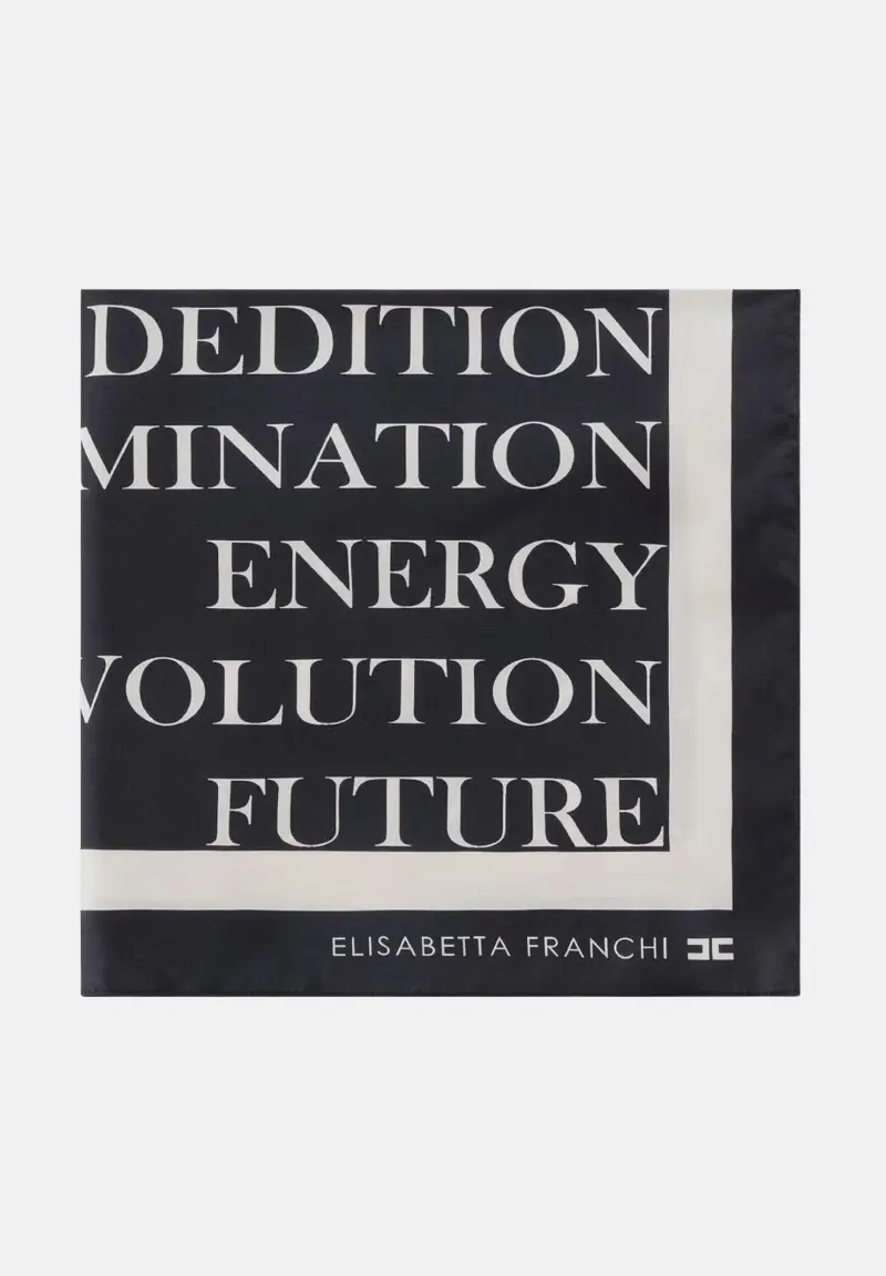 Foulard nero e burro da donna con stampa lettering