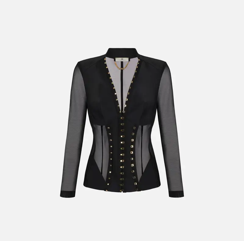 Giacca bustier in tessuto bielastico e tulle