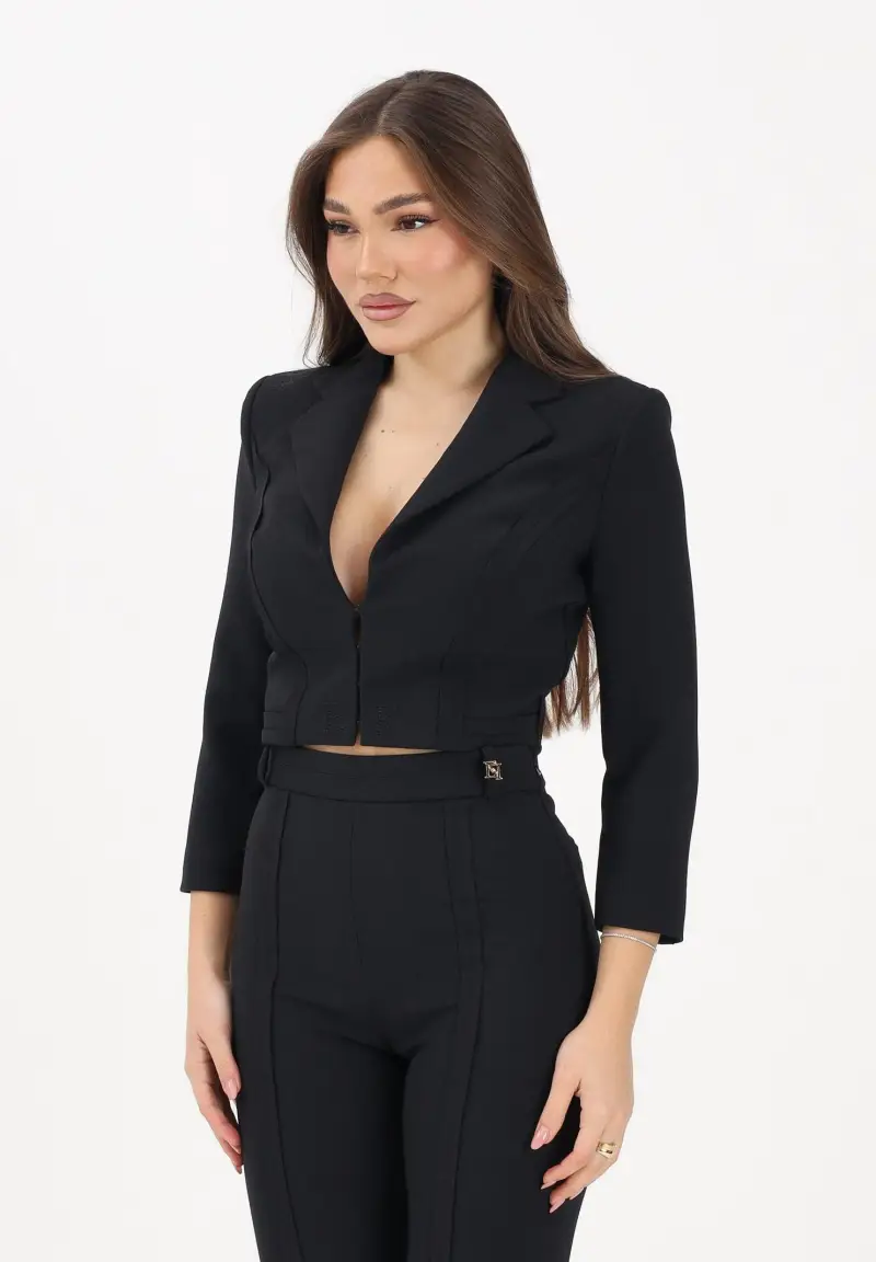 Giacca crop nera da donna